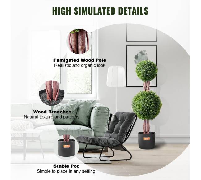 2 vienetų 91,4 cm dirbtiniai buksmedžio medžiai4