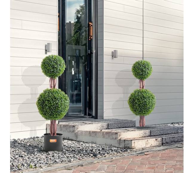 2 vienetų 91,4 cm dirbtiniai buksmedžio medžiai7