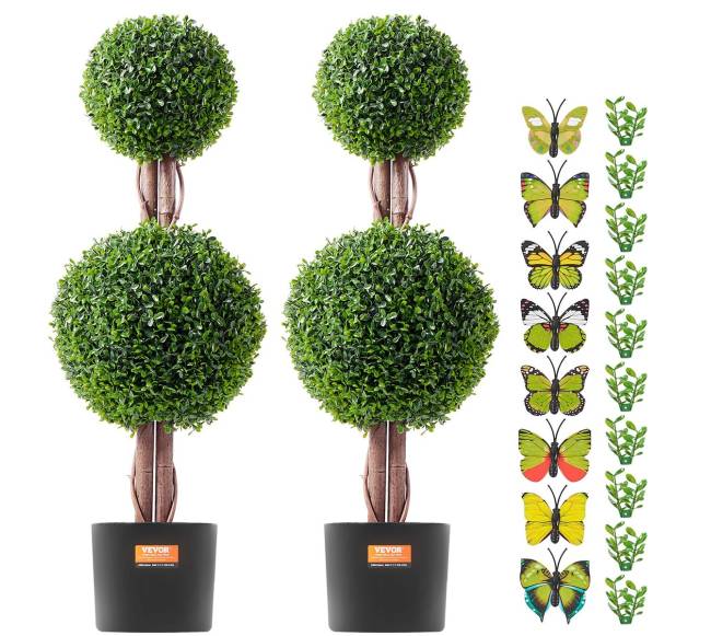 2 vienetų 91,4 cm dirbtiniai buksmedžio medžiai8