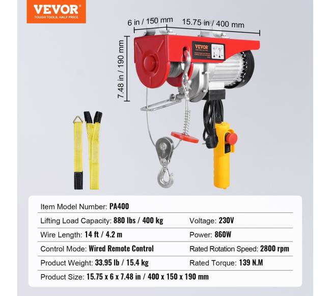 Elektrinis keltuvas su valdymo pultu, 400 kg6