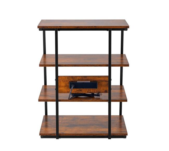 Medijos stovas su LED apšvietimu ir rozetėmis0