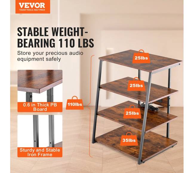 Medijos stovas su LED apšvietimu ir rozetėmis1