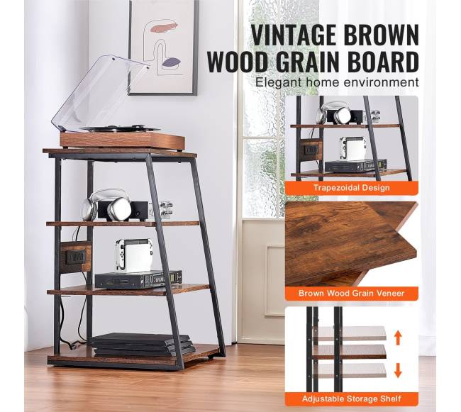 Medijos stovas su LED apšvietimu ir rozetėmis2