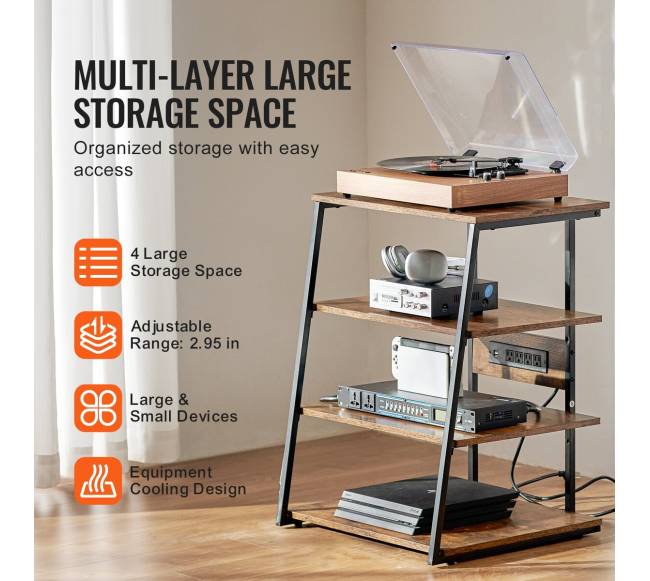 Medijos stovas su LED apšvietimu ir rozetėmis5