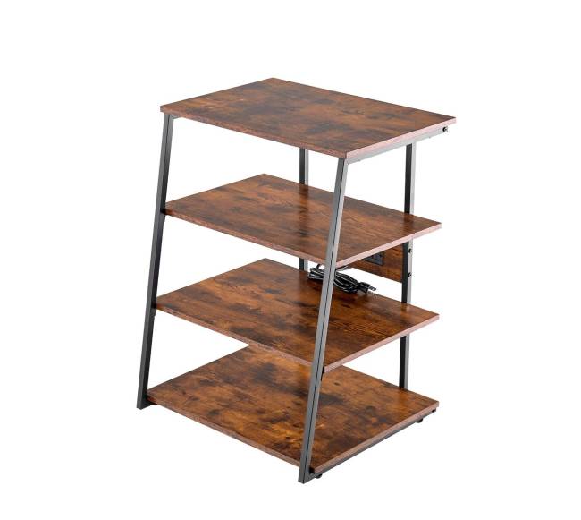 Medijos stovas su LED apšvietimu ir rozetėmis10