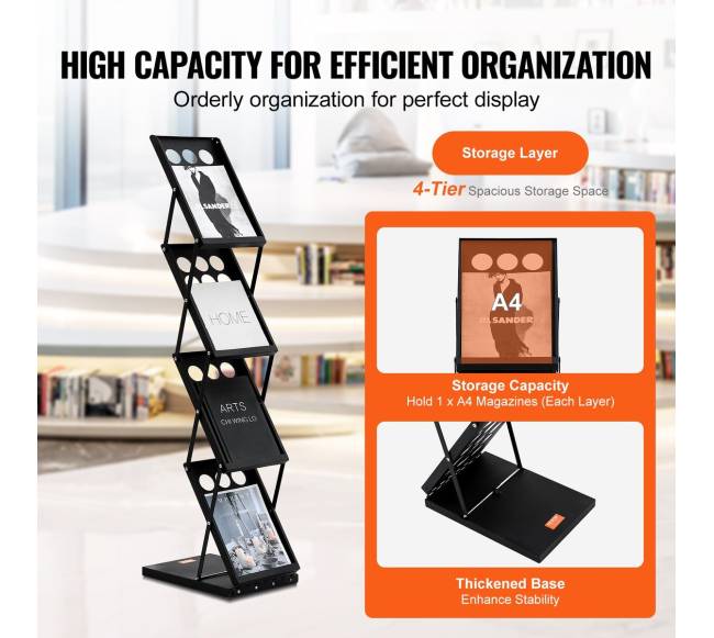 Sulankstomas žurnalų stovas su 4 kišenėmis2