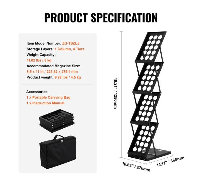 Sulankstomas žurnalų stovas su 4 kišenėmis6