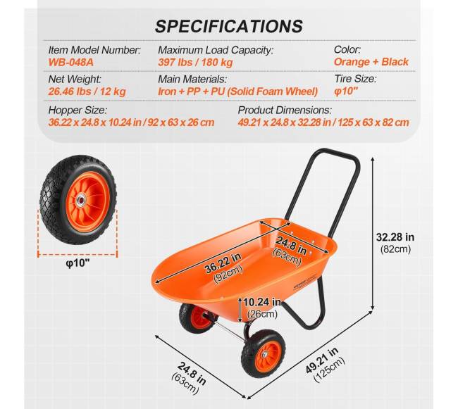 Dvivietė sodo karutis su vežimėliu 180 kg6