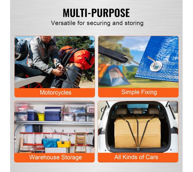 50 vienetų plokščių guminių tampų rinkinys su S-kabliuku3