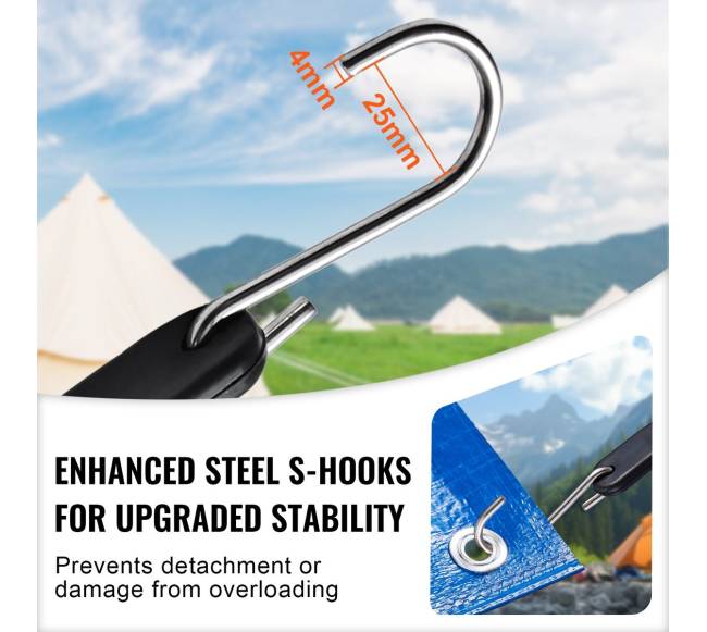 50 vienetų plokščių guminių tampų rinkinys su S-kabliuku4