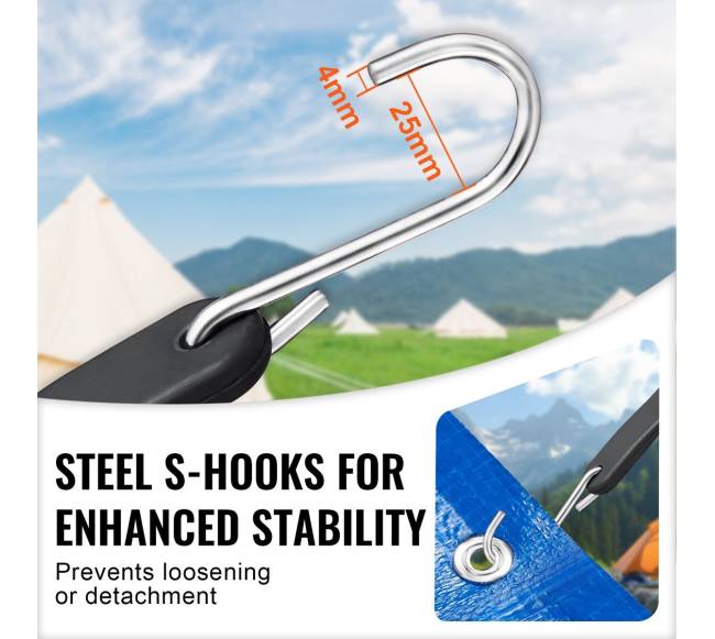 20 vnt plokščių tempimo diržų rinkinys su S-formos kabliu4