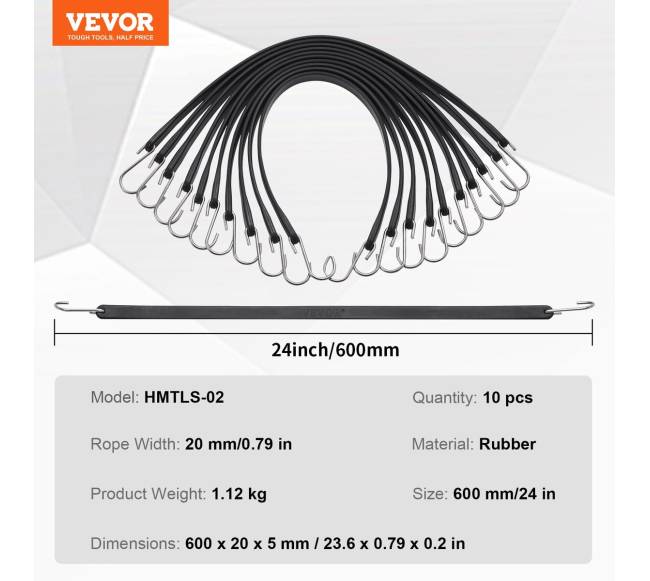 10 dalių elastinių diržų su S-kabliais rinkinys6