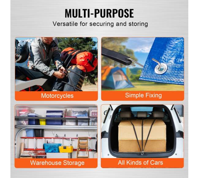 Plokšti bungee dirželiai su S formos kabliukais, 10 vnt3