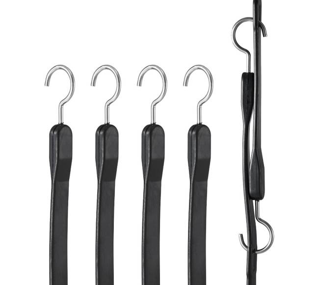 4 dalių plokščių guminių diržų rinkinys su kabliais0