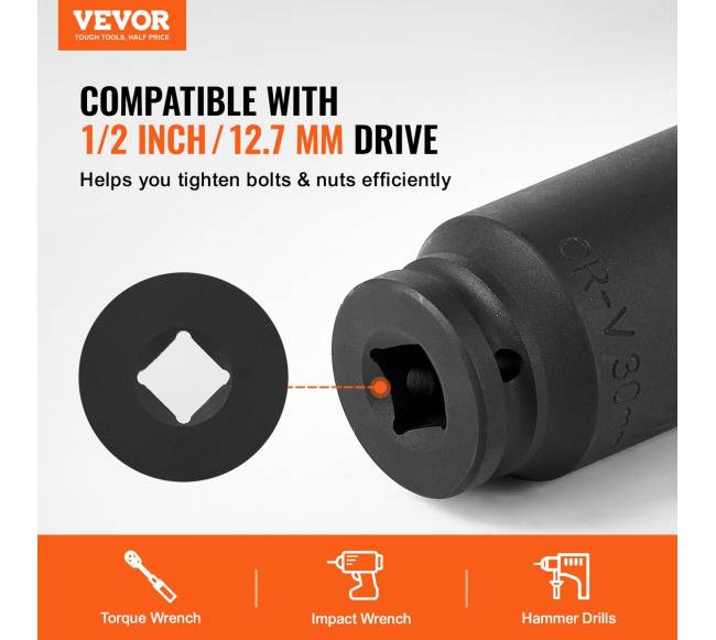 Ašinių veržlių smūginių galvučių rinkinys 12" 14 vnt.1