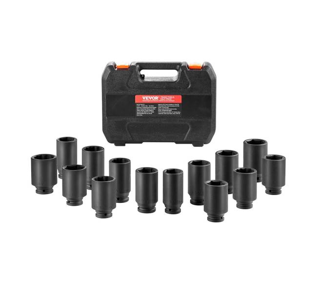 Ašinių veržlių smūginių galvučių rinkinys 12" 14 vnt.8