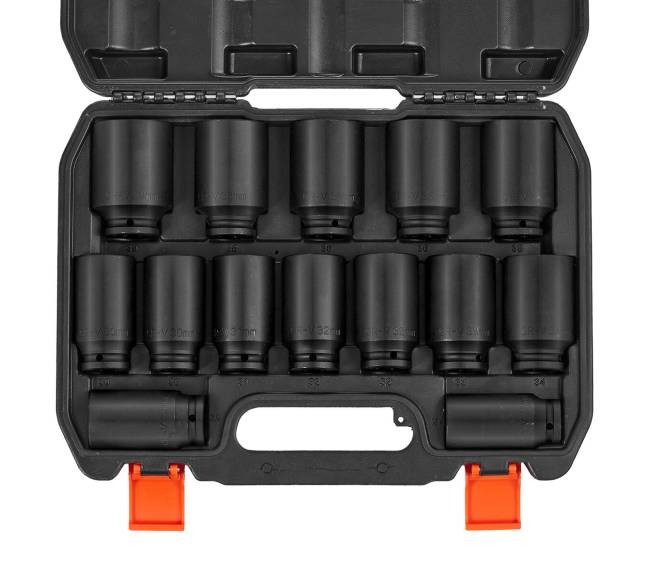 Ašinių veržlių smūginių galvučių rinkinys 12" 14 vnt.10