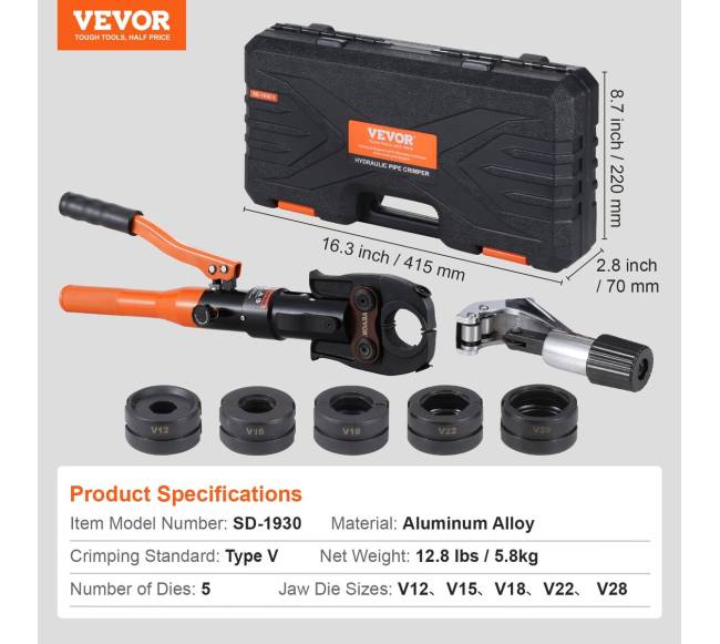 Vario vamzdžių presavimo įrankis su 360 pasukimu6