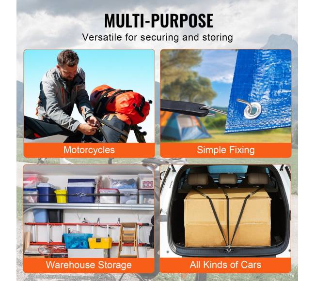 50 vnt plokščių elastingų virvių su S-kabliu rinkinys3