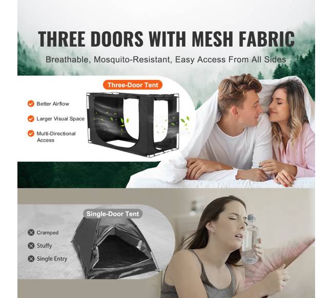 Trijų durų lovos palapinė su tamsinimu2