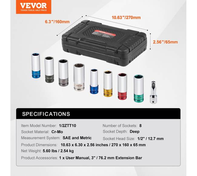 Ratlankių uždedamųjų veržlių galvučių rinkinys 126