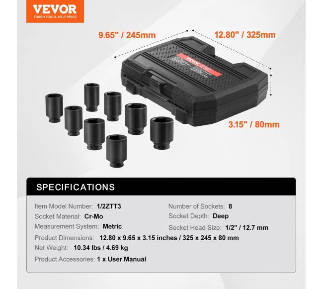 Ašies stebulės galvučių rinkinys 12" 8 vnt6