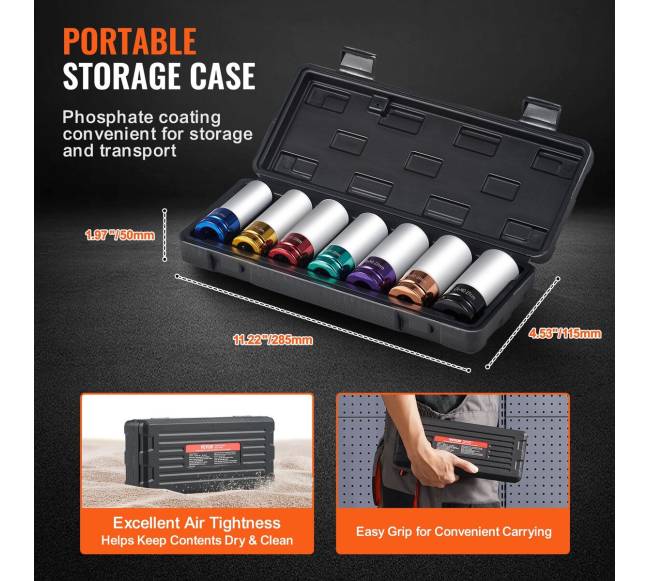 Ratlankių veržlių smūginis galvučių rinkinys 12"5