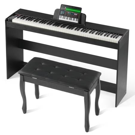 88 klavišų skaitmeninis pianinas su stovu ir suoleliu0