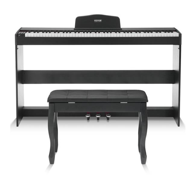 88 klavišų skaitmeninis pianinas su stovu ir suoleliu10