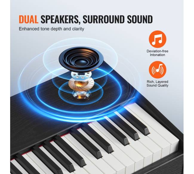 88 klavišų skaitmeninis pianinas su stovu4