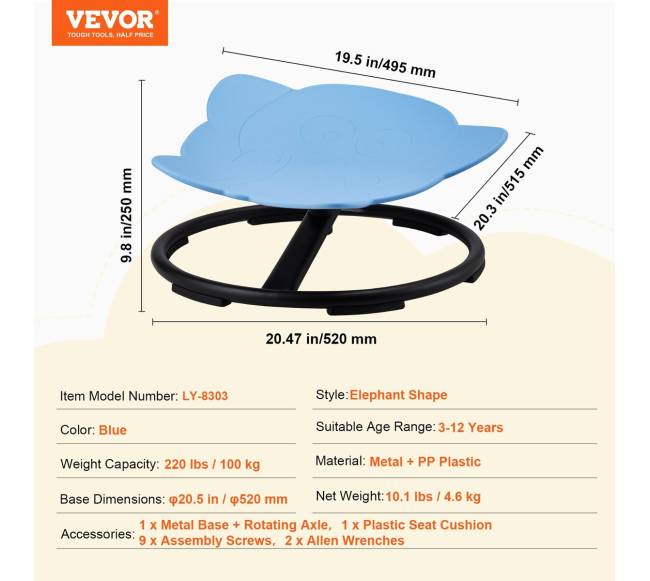 Vaikams skirtas pasukamas kėdutė mėlyna6