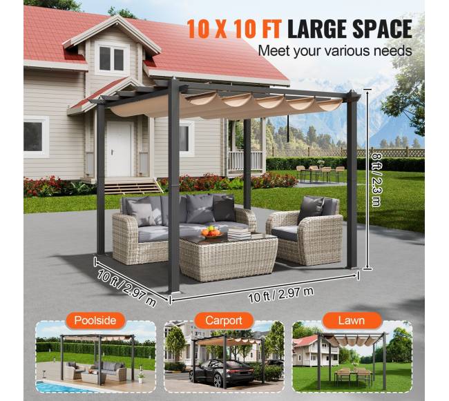 Lauko pergolė su nuleidžiama markize4