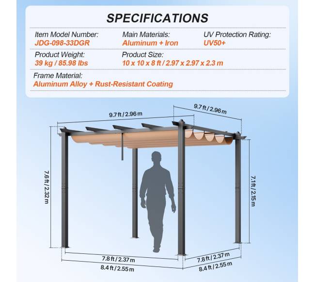 Lauko pergolė su nuleidžiama markize6