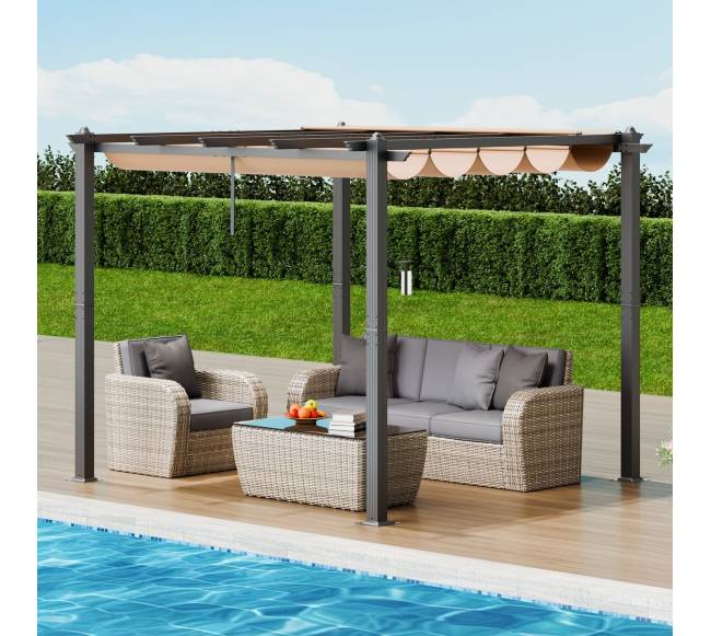 Lauko pergolė su nuleidžiama markize7