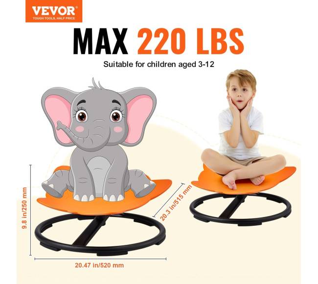 Vaikiška besisukanti kėdė dramblio formos1