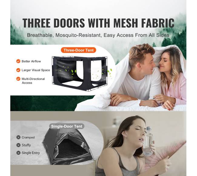 Trijų durų lovos palapinė su 70% užtemdymu2