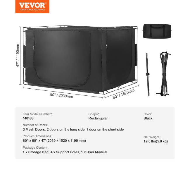 Trijų durų lovos palapinė su 70% užtemdymu6