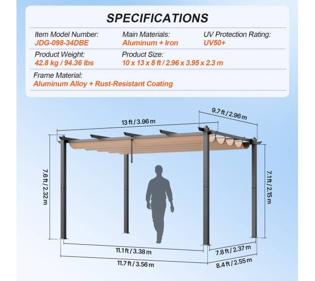 Lauko pergola su prailginamu skėčiu6