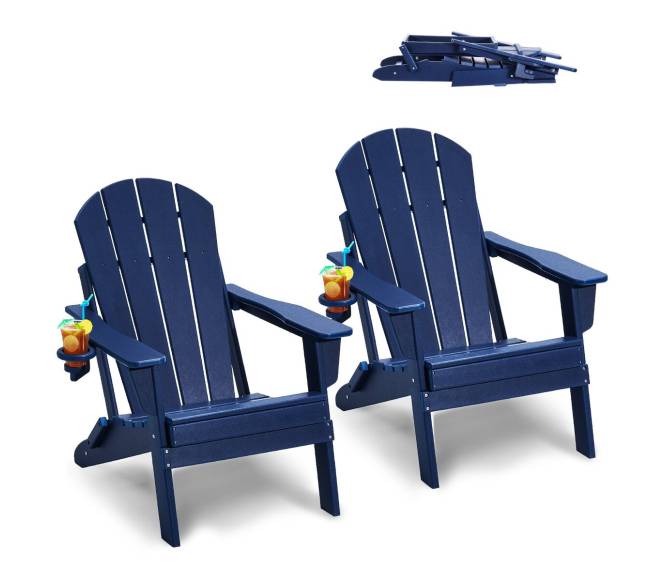 Plastikinė adirondak kėdžių pora, mėlyna0