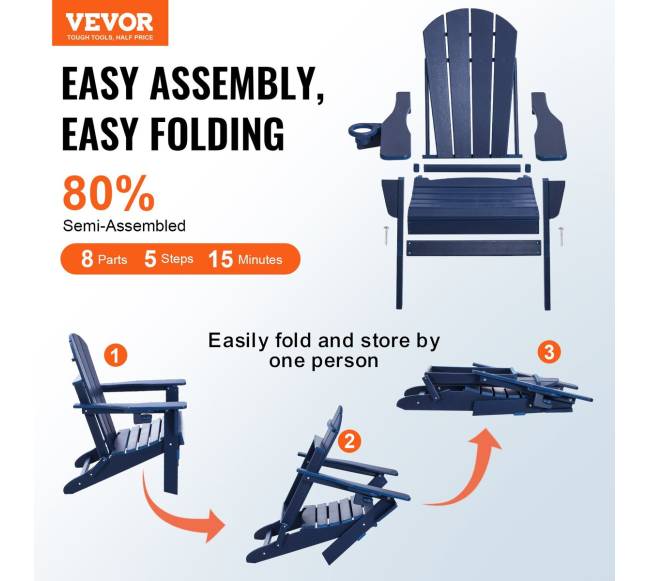 Plastikinė adirondak kėdžių pora, mėlyna1