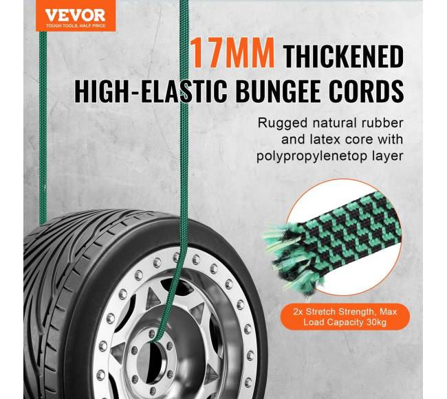 32 vienetų plokščias guminių virvių rinkinys su J formos kabliukais1