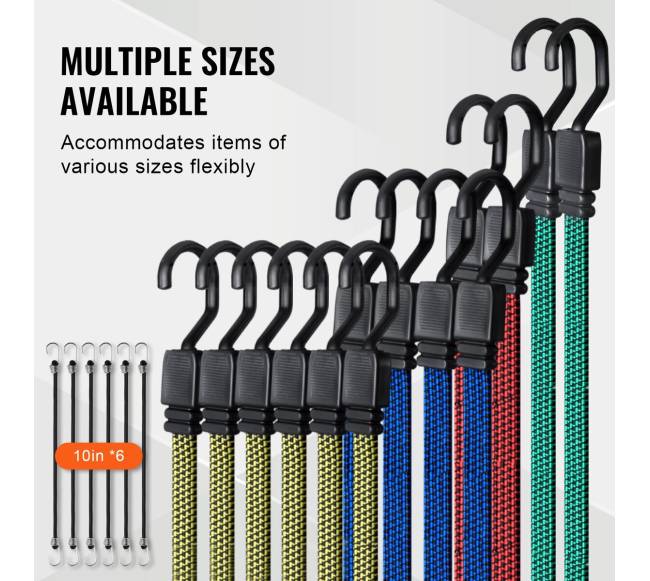 32 vienetų plokščias guminių virvių rinkinys su J formos kabliukais5