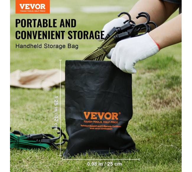 32 vienetų plokščias guminių virvių rinkinys su J formos kabliukais6