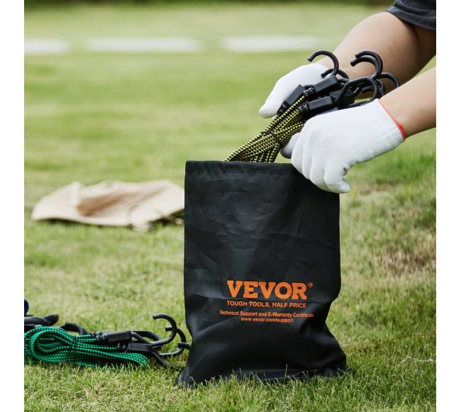 32 vienetų plokščias guminių virvių rinkinys su J formos kabliukais7