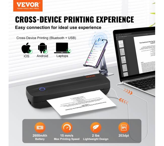 Belaidis nešiojamas spausdintuvas kelionėms ir namams1