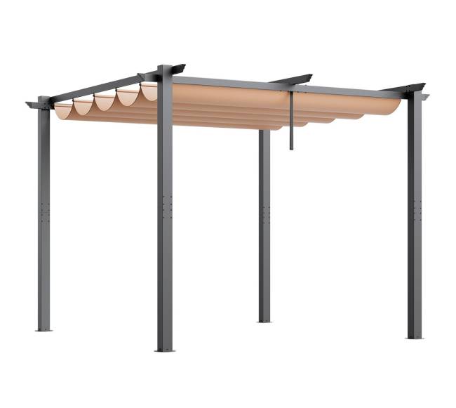 Lauko pergola su saulės uždangalu 3x3 m0