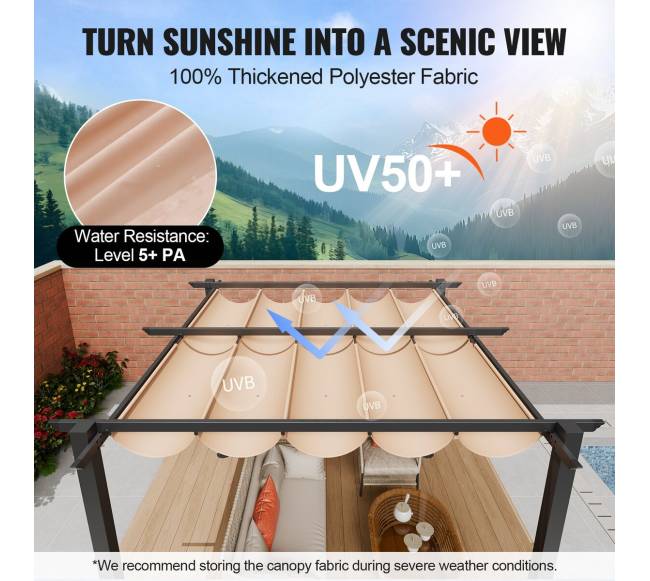 Lauko pergola su saulės uždangalu 3x3 m2