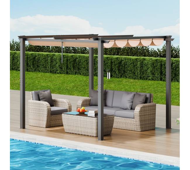 Lauko pergola su saulės uždangalu 3x3 m7