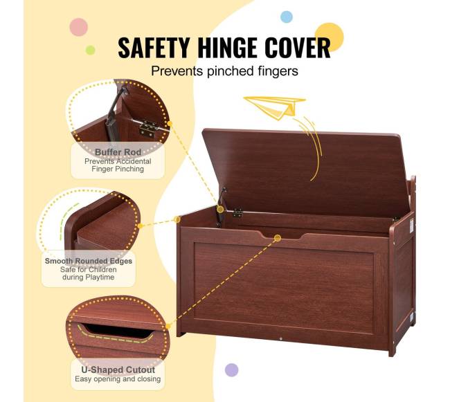 Vaikų žaislų dėžė-suolas, medinė, tamsiai ruda3