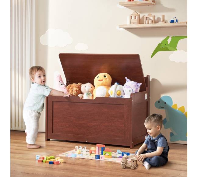 Vaikų žaislų dėžė-suolas, medinė, tamsiai ruda7